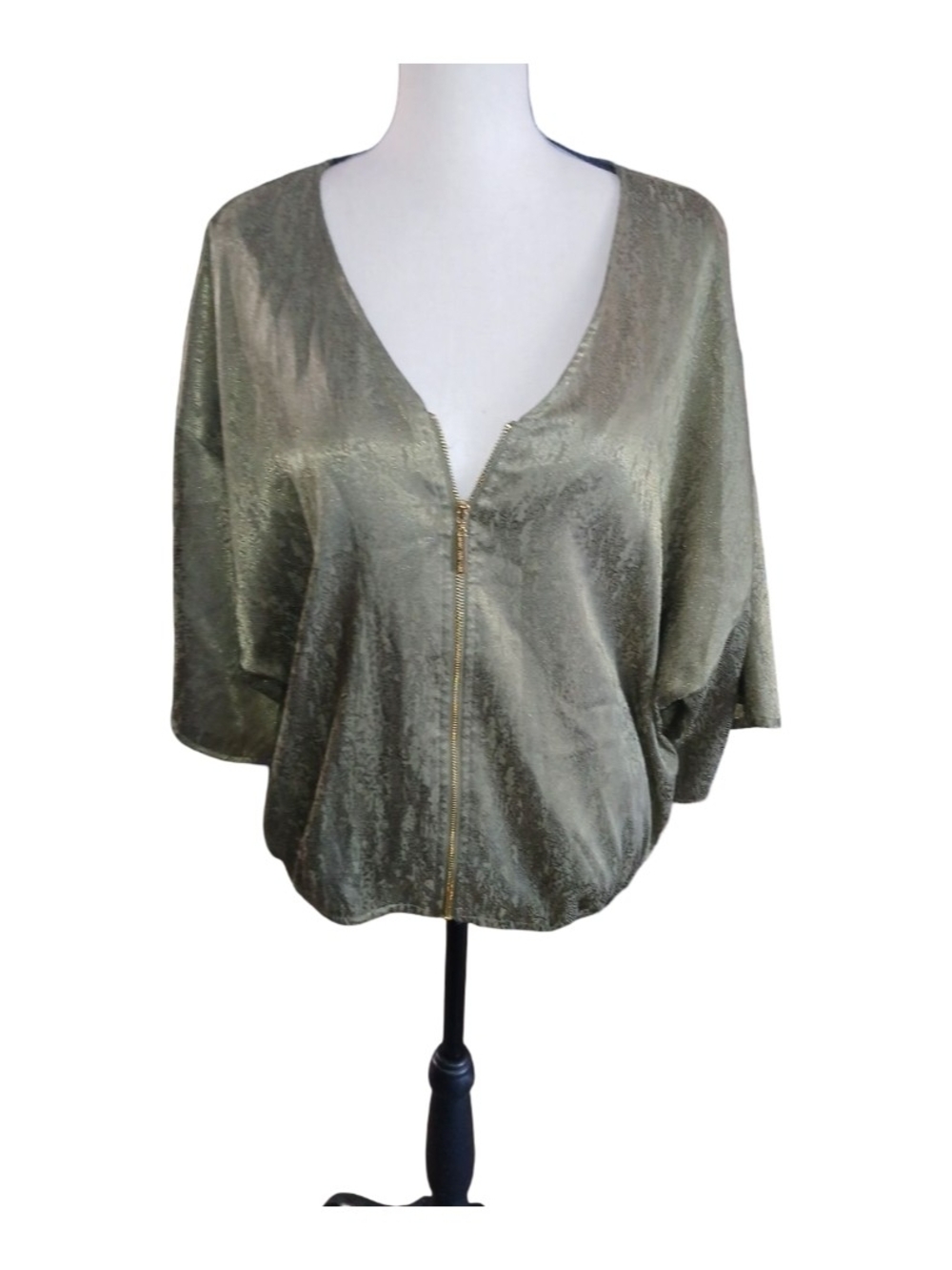 marc new york Shimmery Olive snake Skin Pattern w/Gold accents Top